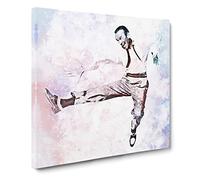 Fred Astaire Dancing in Abstract Modern Canvas Wall Art Print Ready to Hang, Framed Picture for Living Room Bedroom Home Office Décor, 14x14 Inch (35x35 cm)