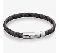 Fred Bennett Antique Grey Woven Leather 21.5cm Bracelet B5276