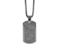 Fred Bennett Black & Carbon Fibre Dog Tag Necklace 61cm