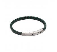 Fred Bennett Black Forest Green Plated Recycled Leather Bracelet Steel Clasp - Recycled Leather