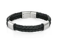 Fred Bennett Black Leather Bracelet B4373 - Leather / Stainless Steel