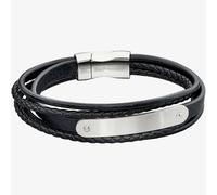 Fred Bennett Black Leather Multi Strand ID Bracelet B5282