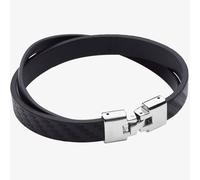 Fred Bennett Textured Plain Recycled Leather Bracelet Steel Clasp Bracelet - Recycled Leather