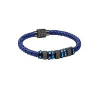 Fred Bennett Blue Leather & Stainless Steel Beads Bracelet 1.1cm, 17-19cm
