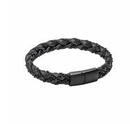 Fred Bennett Chain Real Leather Black Bracelet B5565B - Modern Style | Acotis - Stainless Steel