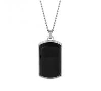 Fred Bennett Dog Tag Black Onyx Necklace N4546B - Stainless Steel / Stone