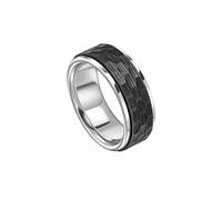 Fred Bennett Hexagon Black Steel Spinner Ring R3937B - Size 58 - Stainless Steel