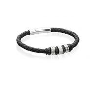 Fred Bennett SS Clasp Black Leather Bracelet FB-B3898