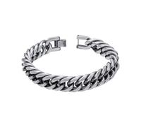 Fred Bennett Stainless Steel Oxidised Heavy Weight Foxtail Bracelet B5454 -