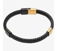 Fred Bennett Reborn Recycled Black Woven Leather 22cm Bracelet B5409