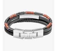 Fred Bennett Red Jasper Onyx Multi Layer Leather Bracelet B5637