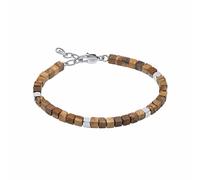 Fred Bennett Square Steel Light Brown Stone Beads Lobster Clasp 19-22cm - Stainless Steel / Jasper