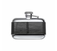 Fred Bennett Stainless Steel 3oz Black Leather Hip Flask Y440 - Distinctive - Stainless steel / Leather