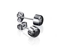 Fred Bennett Stainless Steel Black Bezel Set Earrings E3795 - - Stainless Steel