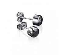 Fred Bennett Stainless Steel Black Cubic Zirconia Round Studs FB-E3795
