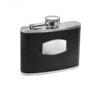 Fred Bennett Stainless Steel Black Leather Hip Flask Y425