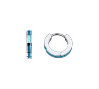 Fred Bennett Stainless Steel Blue Stripe Huggie Hoop Earrings E6566L