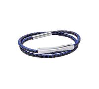 Fred Bennett Stainless Steel Blue Leather Bracelet B5563L - Polished Quality - Stainless Steel
