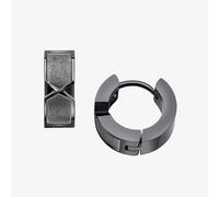 Fred Bennett Stainless Steel Gunmetal Plated Chevron Hoop Earrings E6396