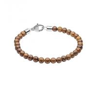 Fred Bennett Stainless Steel Round Brown Wood Beads Bracelet B5463