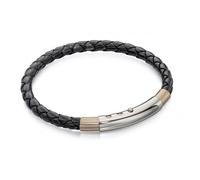 Fred Bennett Stainless Steel Skinny Black Leather & Rose - Leather / Stainless Steel