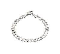 Fred Bennett Sterling Silver Diamond Cut Platinum Curb Chain 22cm Bracelet B5324 - Sterling Silver