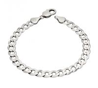 Fred Bennett Sterling Silver Diamond Cut Platinum Curb Chain 22cm Bracelet B5324 - Sterling Silver