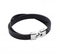 Fred Bennett Textured Plain Recycled Leather Bracelet Steel Clasp Bracelet - Recycled Leather
