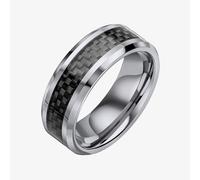 Fred Bennett Tungsten & Black Fibre Stripe Ring R3885 62