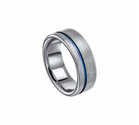 Fred Bennett Tungsten Blue Stripe Ring R3938L - Elegant Styling | Acotis - Size 60 - Tungsten