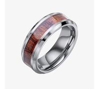 Fred Bennett Tungsten & Brown Wood Stripe Ring R3888 65