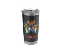 Fred Best Cat Dad Ever Funny Custom Personalized Name Stainless Steel Insulated Tumbler