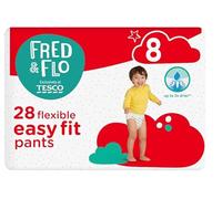 Fred & Flo Easy Fit Nappy Pants, Size 8, 28 Pack, with Rapid Dry Technology, 12 Hour Protection, Dermatologically Tested, Double Layer Leg Cuffs