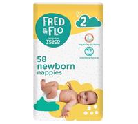 Fred & Flo Newborn Nappy Size 2 58 Pack - (Pack of 6)