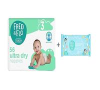 Fred & Flo Size 3 Nappies 56 Pack + 60 Fragrance Free Baby Wipes