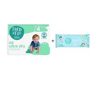 Fred & Flo Size 4 Nappies 48 Pack + 60 Fragrance Free Baby Wipes