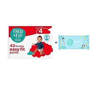 Fred & Flo Size 4 Nappy Pants 42 Pack + 60 Fragrance Free Baby Wipes
