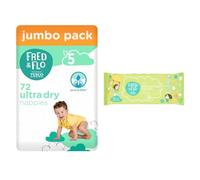 Fred & Flo Size 5 Nappies Jumbo 72 Pack + Fragranced Baby Wipes