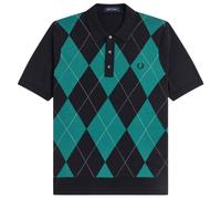 Fred Perry Mens Regular Fit Argyle Knitted Polo Shirt - Colour: 184 Black - Size: Large