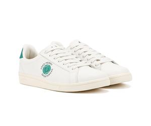 Fred Perry B721 Leather Mens Snow White/Court Green Trainers - Size UK 8