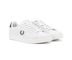 Fred Perry B721 Leather Mens White/Navy Trainers - Size UK 6