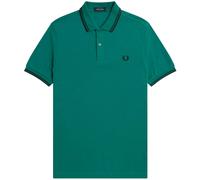 Fred Perry Black Twin Tipped Collar Mint Green Polo Shirt - S