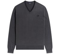 Fred Perry Black Twin Tipped V-Neck Gunmetal Grey Jumper