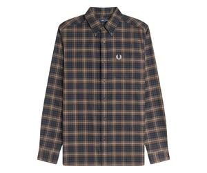 Fred Perry Brushed Twill Tartan Shirt - Burnt Tobacco - Small