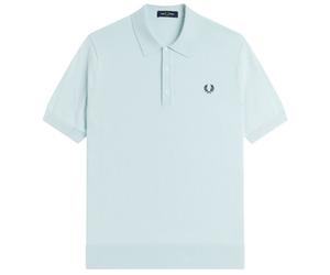 Fred Perry Cotton Knitted Shirt - Light Ice L L