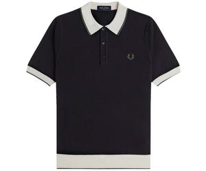 Fred Perry K1315 Contrast Tipped Knitted Shirt - Black M M