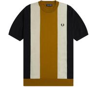 Fred Perry K7853 Striped Fine Knit T-Shirt - Black and Oat - K7853-U57