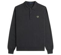 Fred Perry Knitted Merino Long Sleeve Polo Shirt - Black - Small