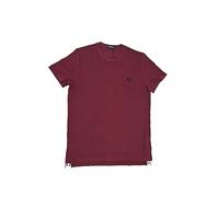 Fred Perry London Mens Unisex M2614 100% Cotton Concealed Tape Pique T Shirt in Aubergine Port Red Size Medium