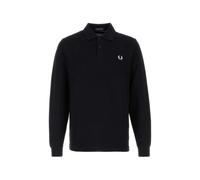 Fred Perry long-sleeve logo-embroidered polo shirt - Black XL